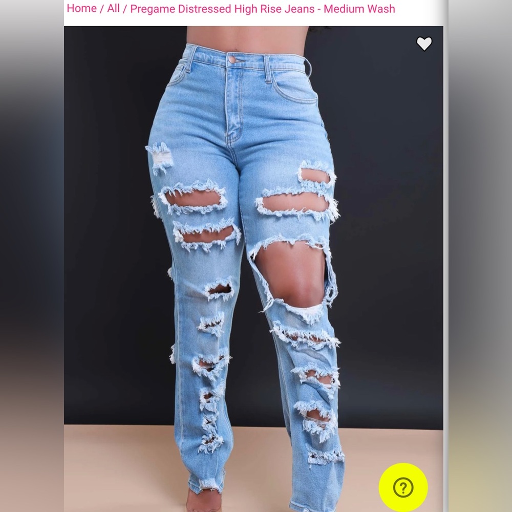 “Pregame Distressed High Rise Jeans” 11-13